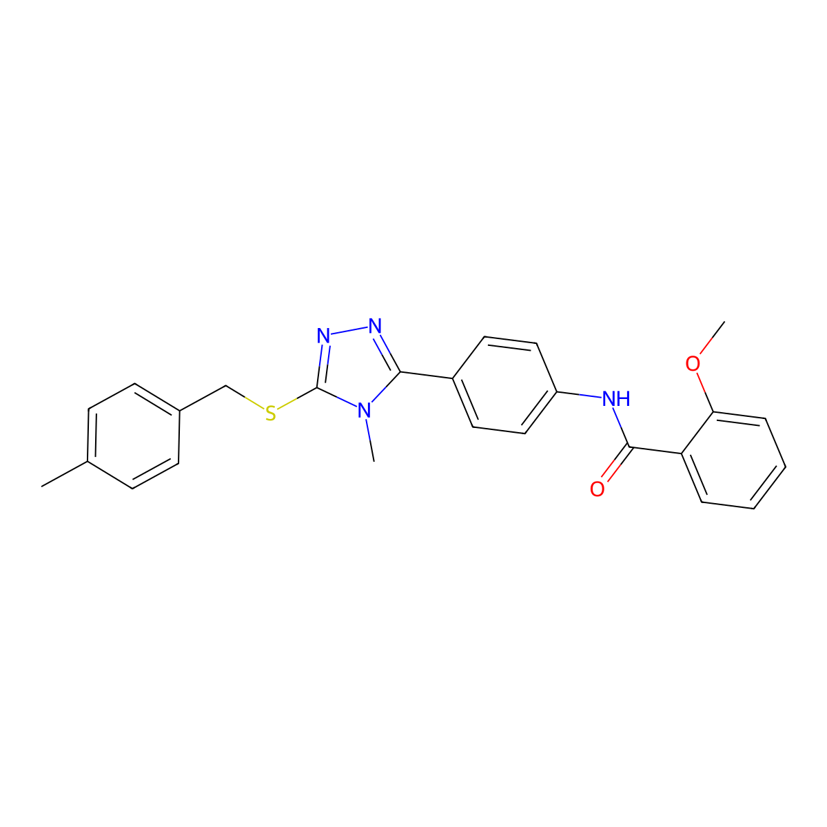 2-methoxy-N-(4-{4-methyl-5-[(4-methylbenzyl)sulfanyl]-4H-1,2,4-triazol-3-yl}phenyl)benzamide molecular structure, CAS 425632-96-8