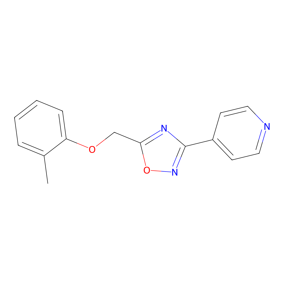 4-{5-[(2-Methylphenoxy)methyl]-1,2,4-oxadiazol-3-yl}pyridine molecular structure, CAS 425633-16-5