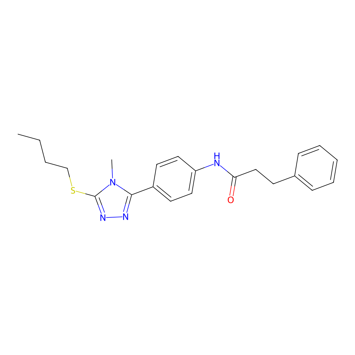 N-[4-(5-butylsulfanyl-4-methyl-1,2,4-triazol-3-yl)phenyl]-3-phenylpropanamide molecular structure, CAS 425633-17-6