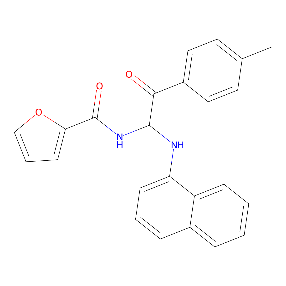 N-[2-(4-methylphenyl)-1-(naphthalen-1-ylamino)-2-oxoethyl]furan-2-carboxamide molecular structure, CAS 425633-29-0
