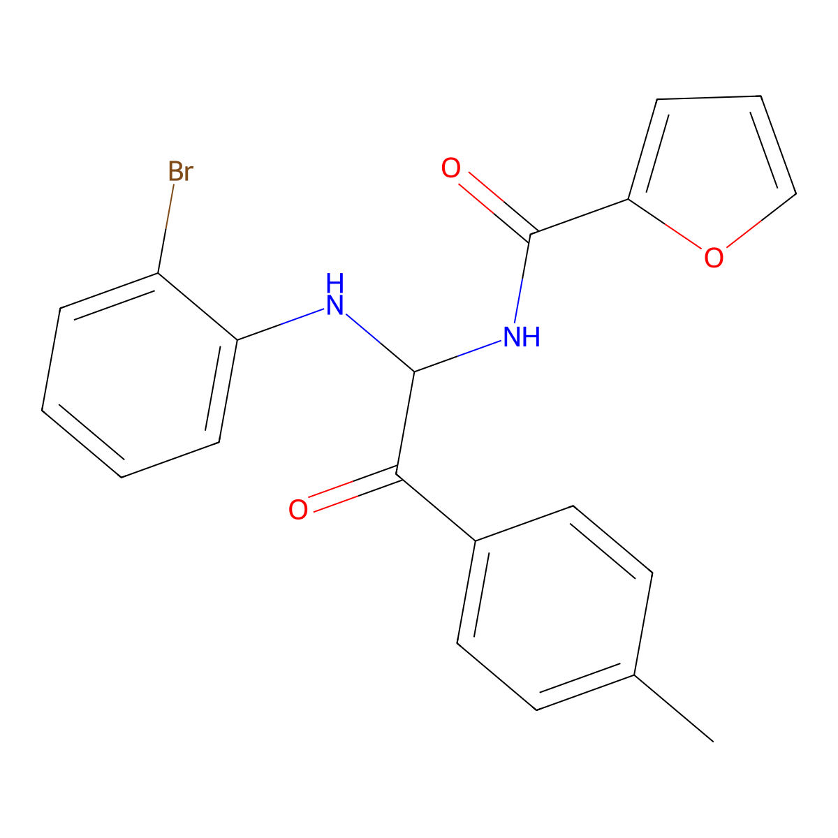N-{1-[(2-bromophenyl)amino]-2-(4-methylphenyl)-2-oxoethyl}furan-2-carboxamide molecular structure, CAS 425633-33-6