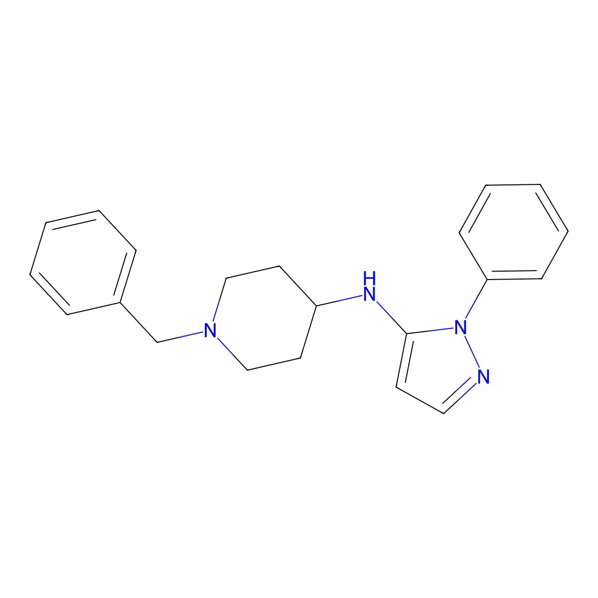 N-(1-Phenylpyrazol-5-YL)-N-(1-benzyl-4-piperidyl)-amine molecular structure, CAS 425644-20-8