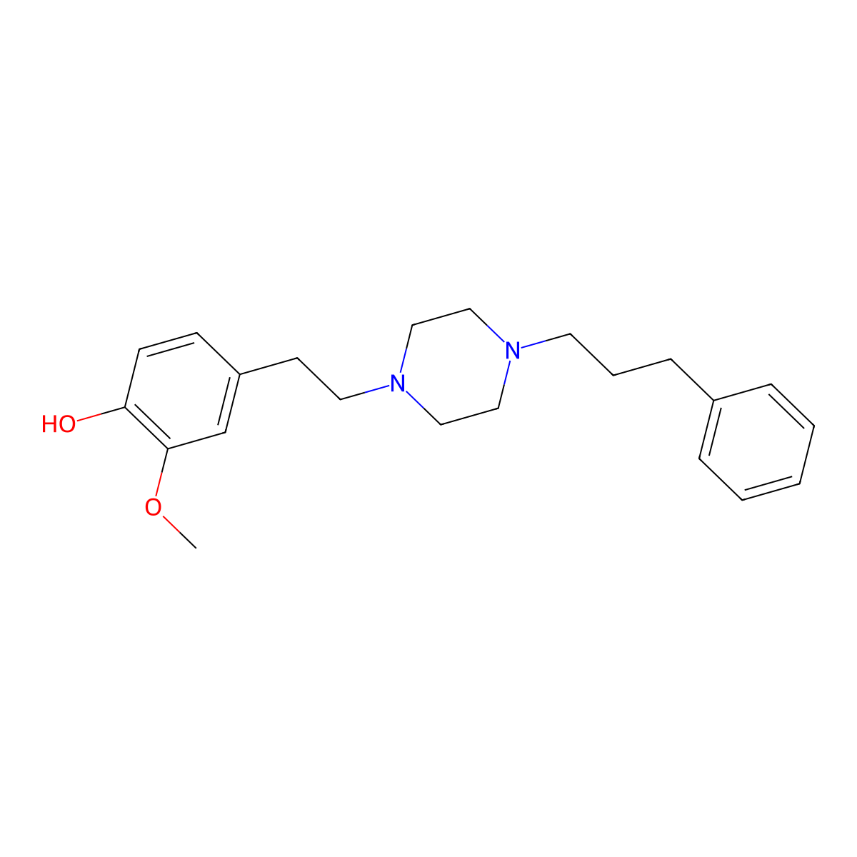 2-Methoxy-4-(2-(4-(3-phenylpropyl)piperazin-1-yl)ethyl)phenol molecular structure, CAS 425644-73-1