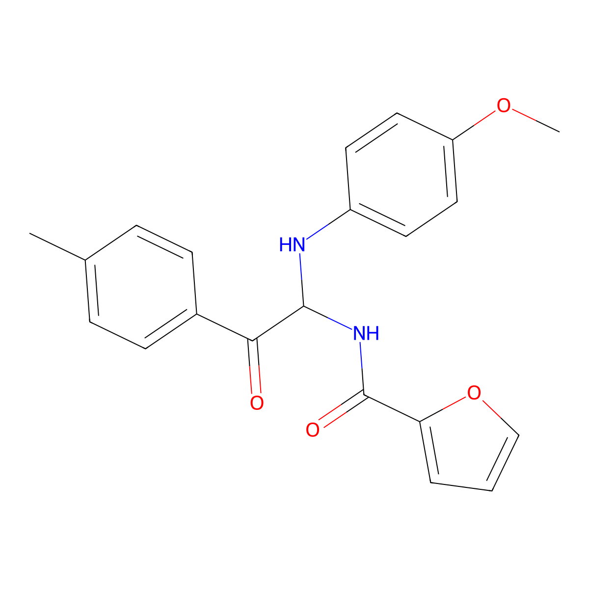 N-[1-[(4-Methoxyphenyl)amino]-2-(4-methylphenyl)-2-oxoethyl]-2-furancarboxamide molecular structure, CAS 425645-37-0