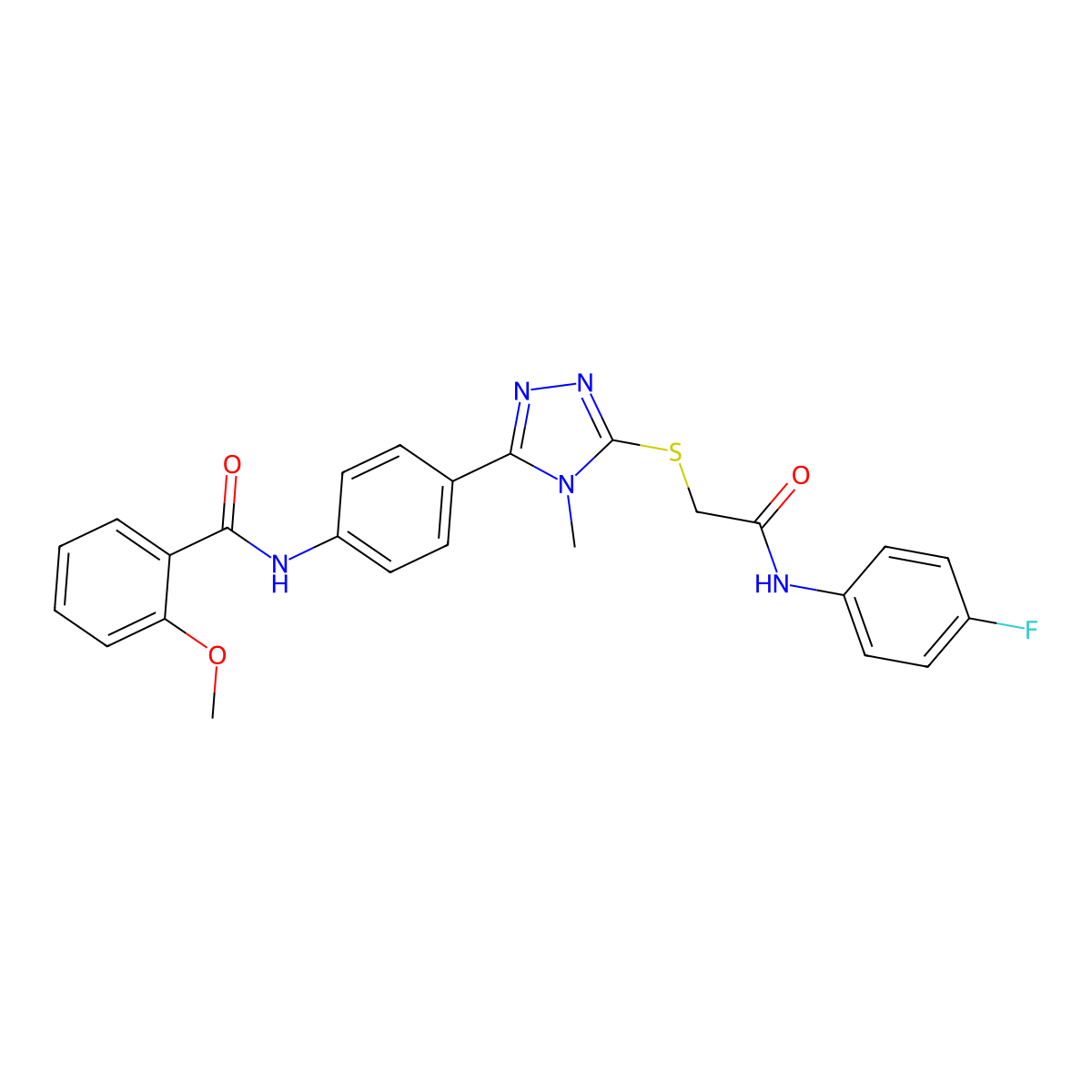 N-[4-[5-[2-(4-fluoroanilino)-2-oxoethyl]sulfanyl-4-methyl-1,2,4-triazol-3-yl]phenyl]-2-methoxybenzamide molecular structure, CAS 425645-83-6