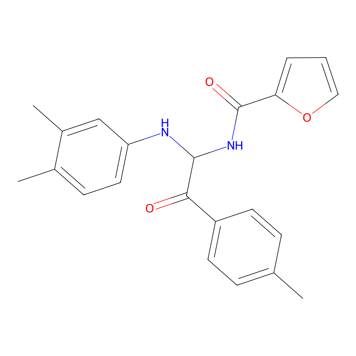 N-[1-[(3,4-Dimethylphenyl)amino]-2-(4-methylphenyl)-2-oxoethyl]-2-furancarboxamide molecular structure, CAS 425645-97-2