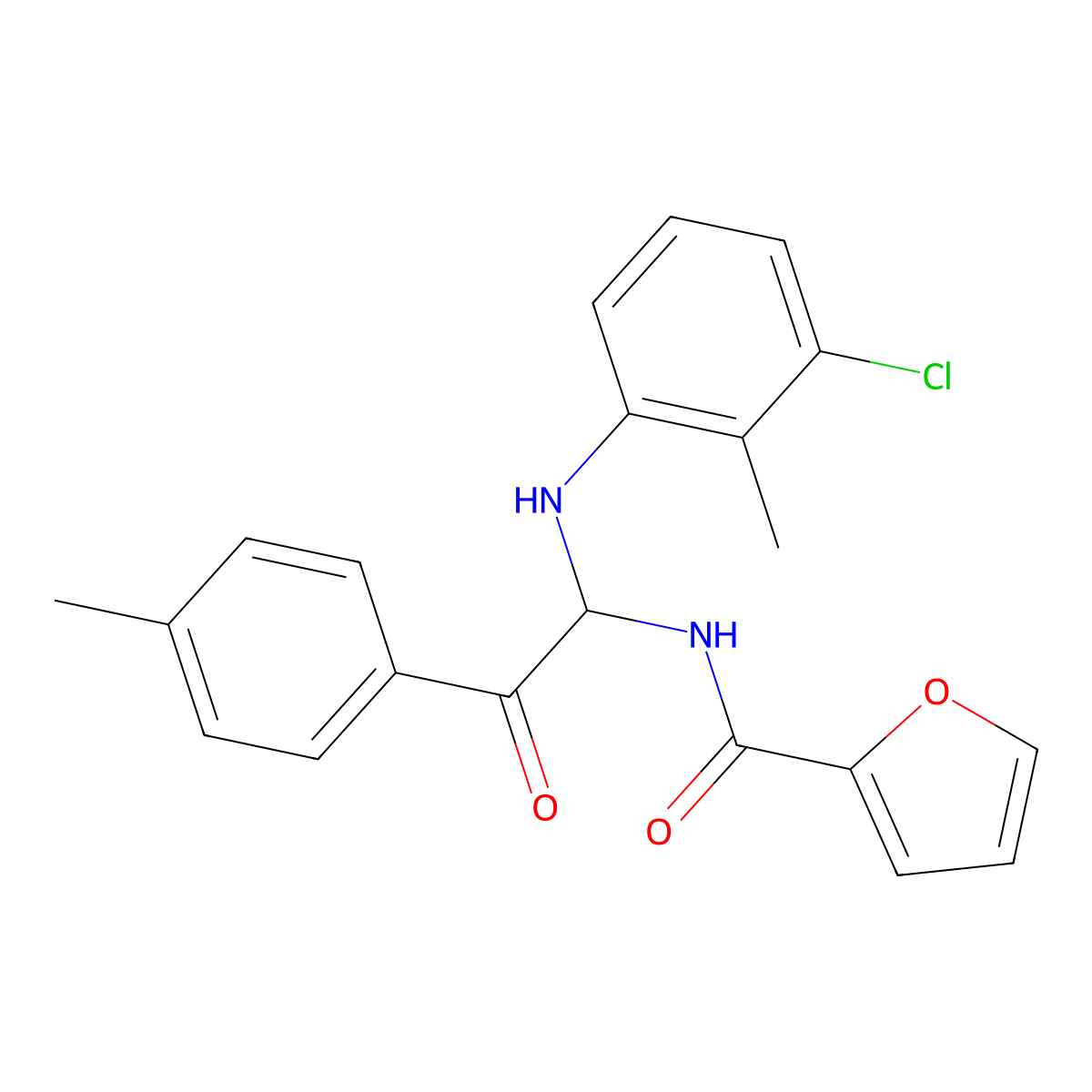 N-[1-(3-chloro-2-methylanilino)-2-(4-methylphenyl)-2-oxoethyl]furan-2-carboxamide molecular structure, CAS 425646-11-3