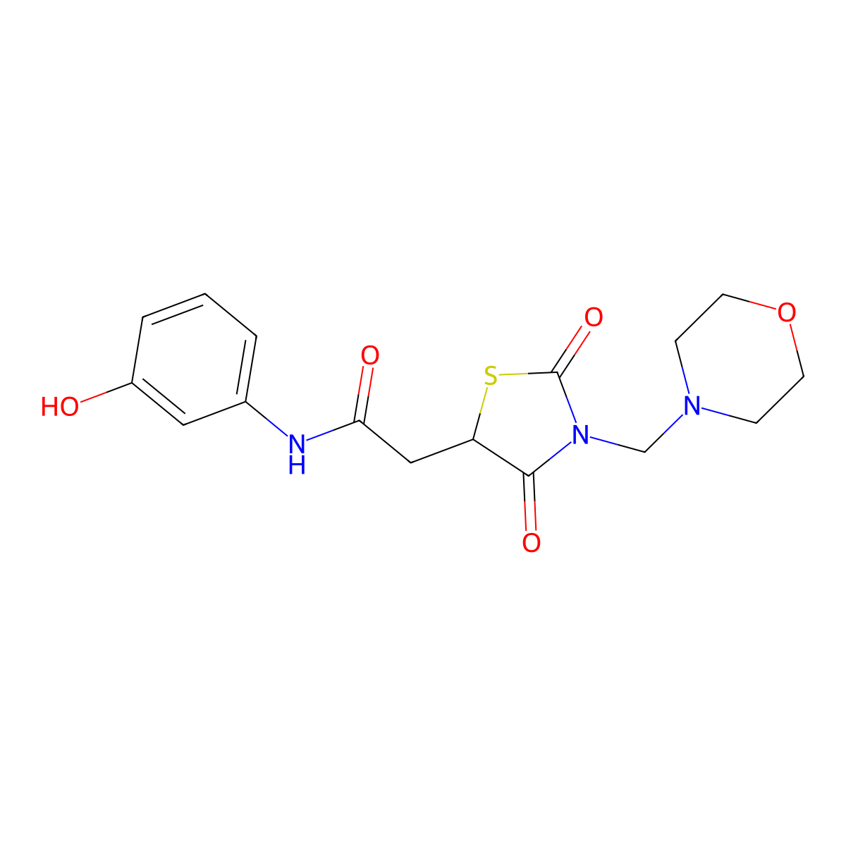 N-(3-hydroxyphenyl)-2-[3-(morpholin-4-ylmethyl)-2,4-dioxo-1,3-thiazolidin-5-yl]acetamide molecular structure, CAS 425646-33-9