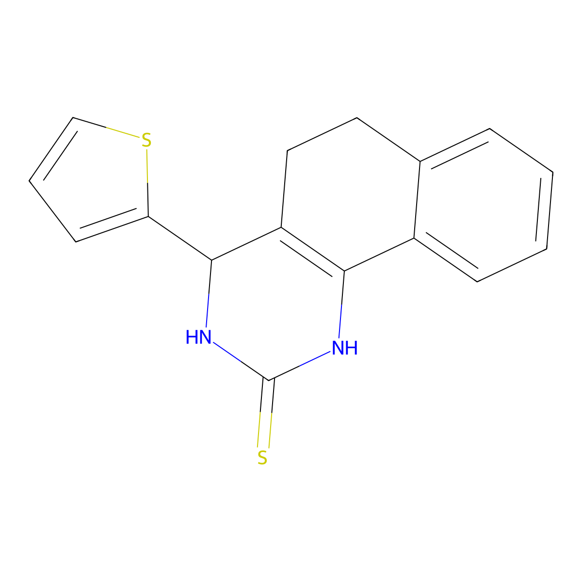 4-(2-thienyl)-3,4,5,6-tetrahydrobenzo[h]quinazoline-2(1H)-thione molecular structure, CAS 425646-37-3