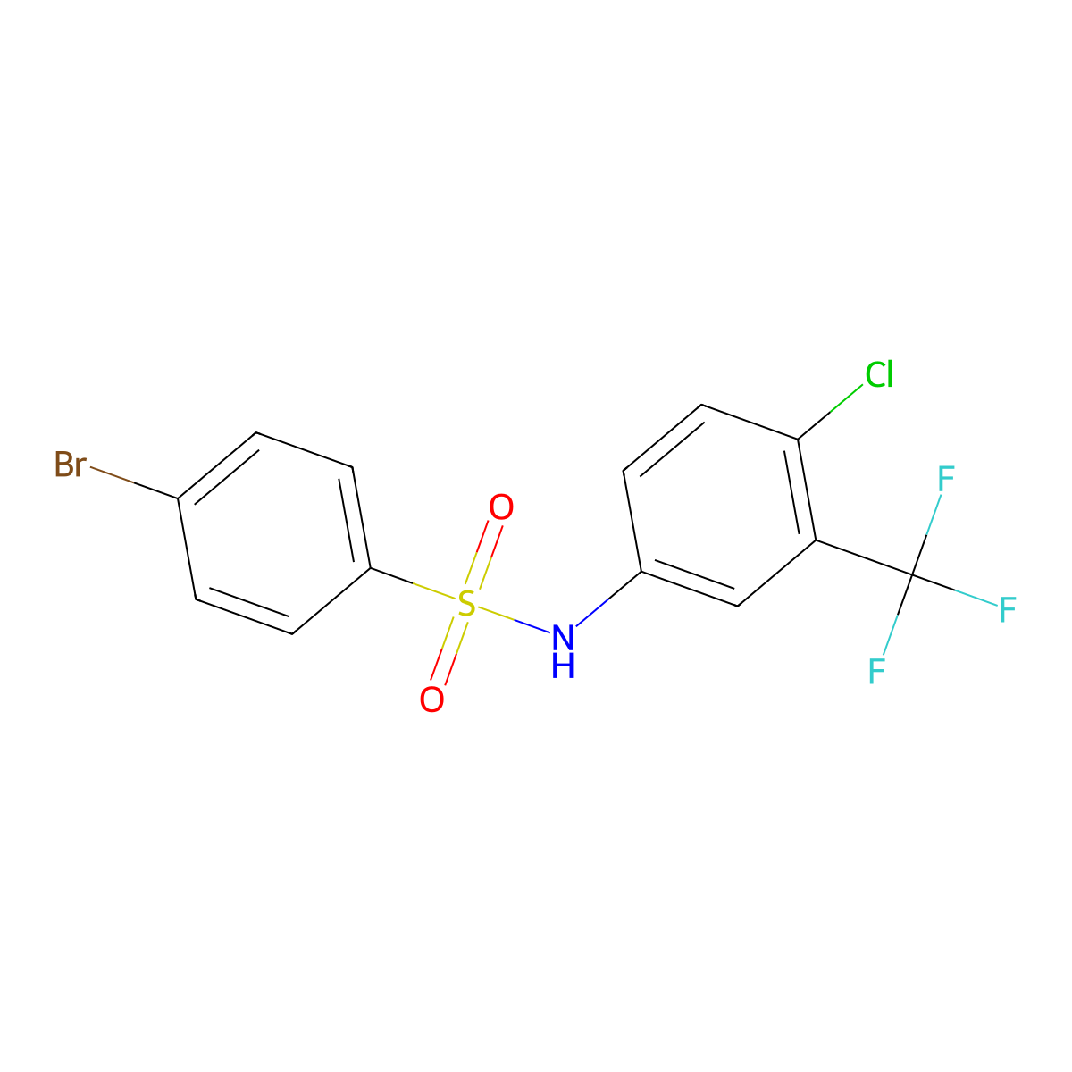 4-Bromo-N-(4-chloro-3-(trifluoromethyl)phenyl)benzenesulfonamide molecular structure, CAS 425646-41-9