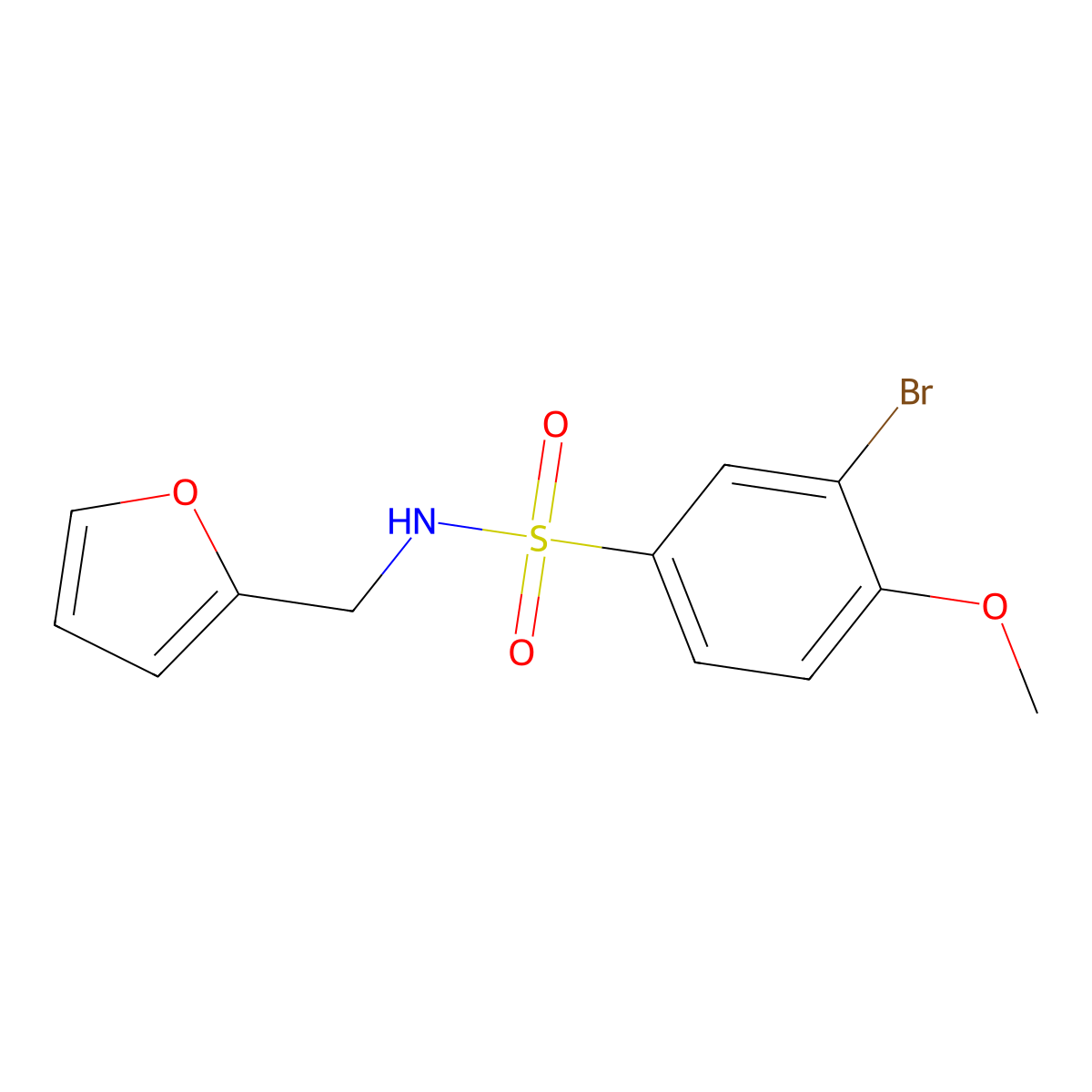 3-bromo-N-(furan-2-ylmethyl)-4-methoxybenzenesulfonamide molecular structure, CAS 425646-51-1