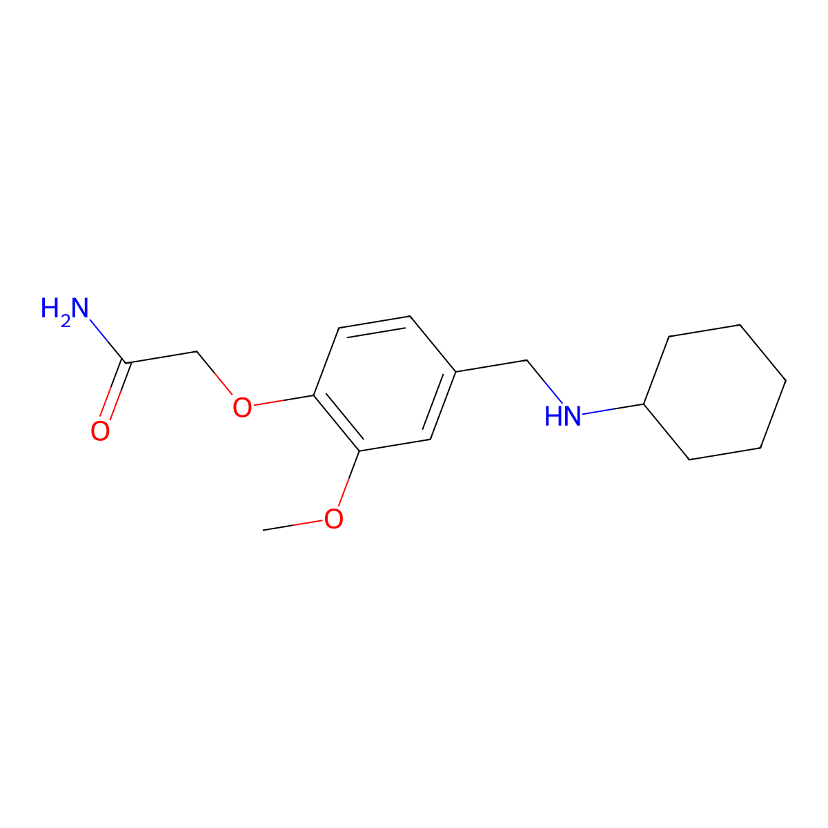 2-{4-[(Cyclohexylamino)methyl]-2-methoxyphenoxy}acetamide molecular structure, CAS 425646-58-8