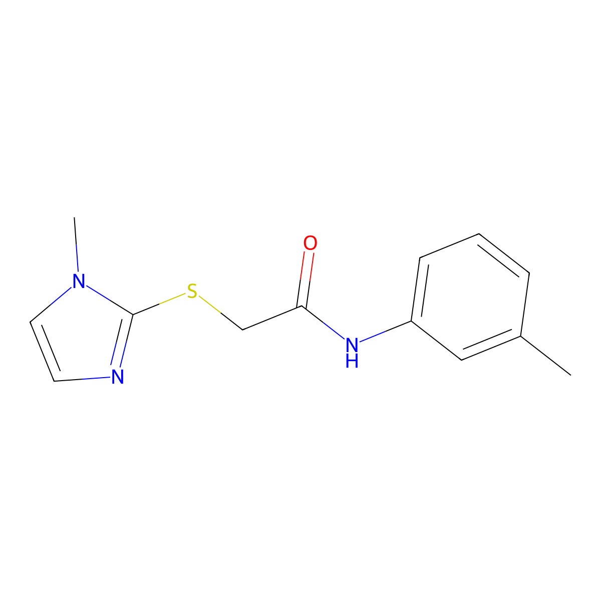 2-(1-methylimidazol-2-yl)sulfanyl-N-(3-methylphenyl)acetamide molecular structure, CAS 425646-63-5