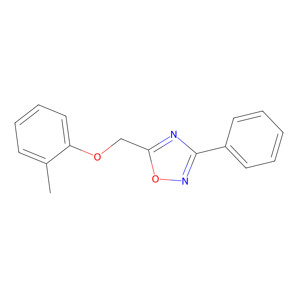5-[(2-Methylphenoxy)methyl]-3-phenyl-1,2,4-oxadiazole molecular structure, CAS 425646-72-6