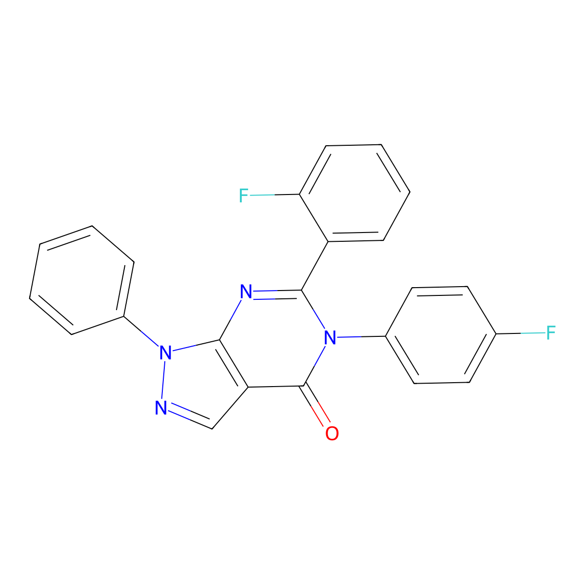 6-(2-Fluorophenyl)-5-(4-fluorophenyl)-1-phenylpyrazolo[3,4-d]pyrimidin-4-one molecular structure, CAS 425646-88-4