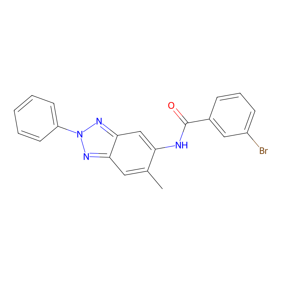 3-bromo-N-(6-methyl-2-phenylbenzotriazol-5-yl)benzamide molecular structure, CAS 425647-00-3