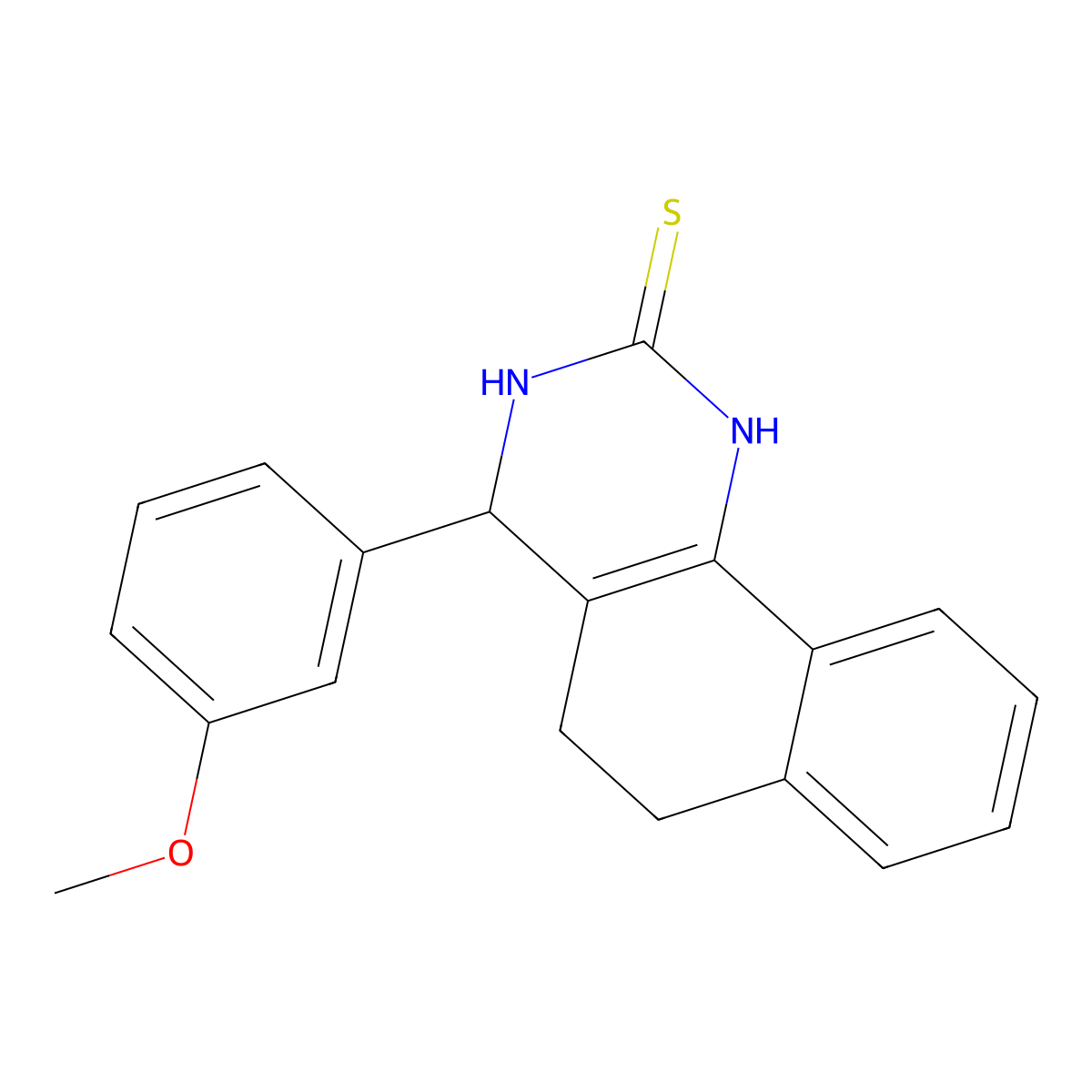 4-(3-methoxyphenyl)-3,4,5,6-tetrahydro-1H-benzo[h]quinazoline-2-thione molecular structure, CAS 425647-07-0
