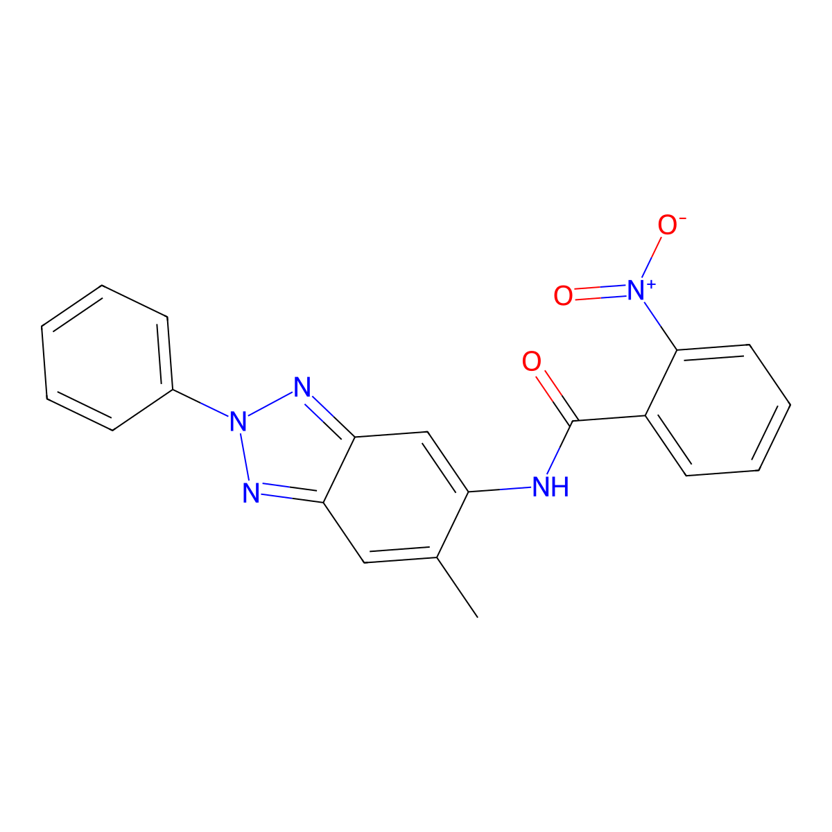 N-(6-methyl-2-phenylbenzotriazol-5-yl)-2-nitrobenzamide molecular structure, CAS 425647-18-3