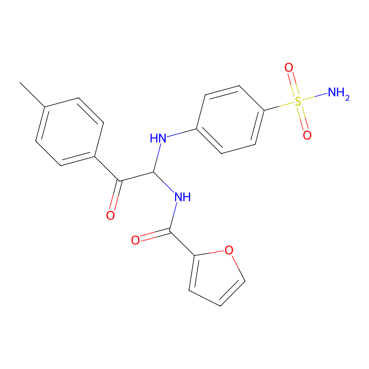 N-[2-(4-methylphenyl)-2-oxo-1-[(4-sulfamoylphenyl)amino]ethyl]furan-2-carboxamide molecular structure, CAS 425647-21-8