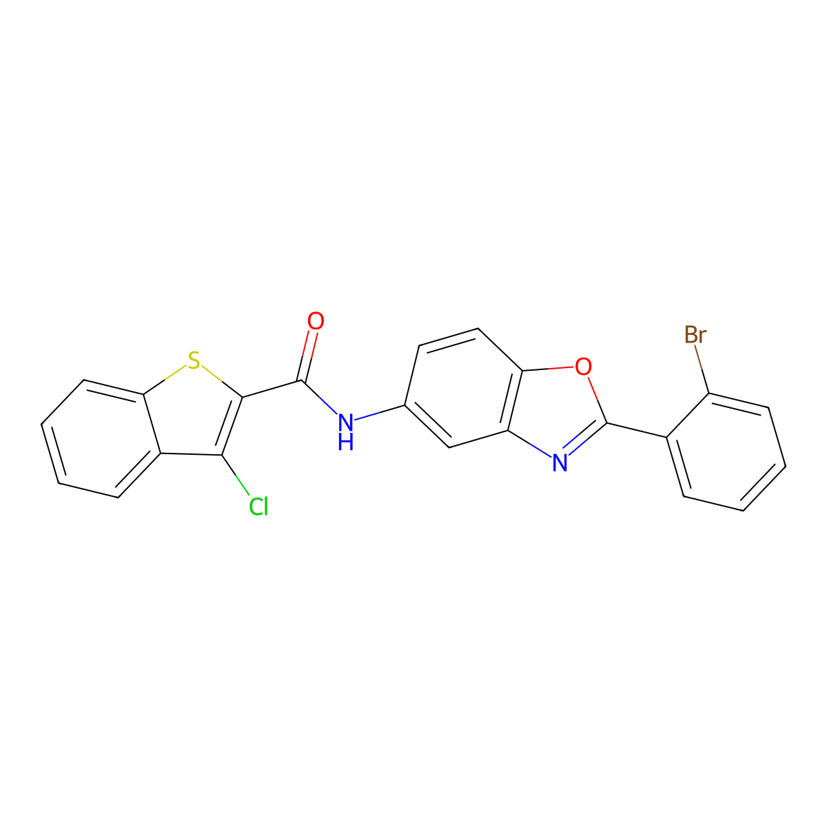 N-[2-(2-bromophenyl)-1,3-benzoxazol-5-yl]-3-chloro-1-benzothiophene-2-carboxamide molecular structure, CAS 425647-60-5