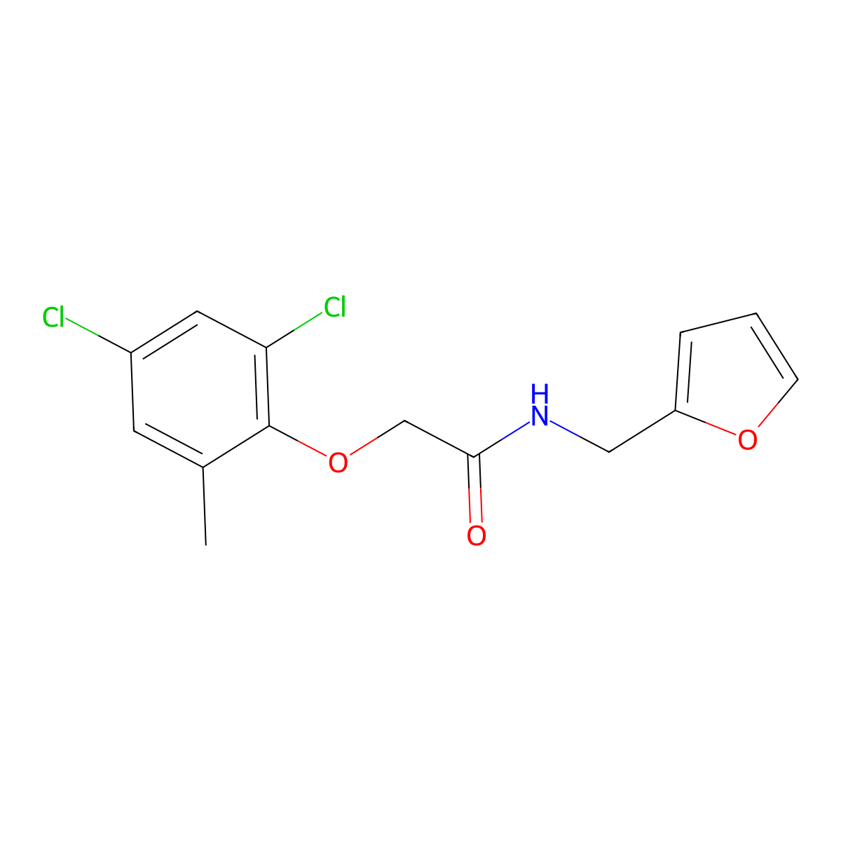 2-(2,4-dichloro-6-methylphenoxy)-N-(2-furylmethyl)acetamide molecular structure, CAS 425647-81-0