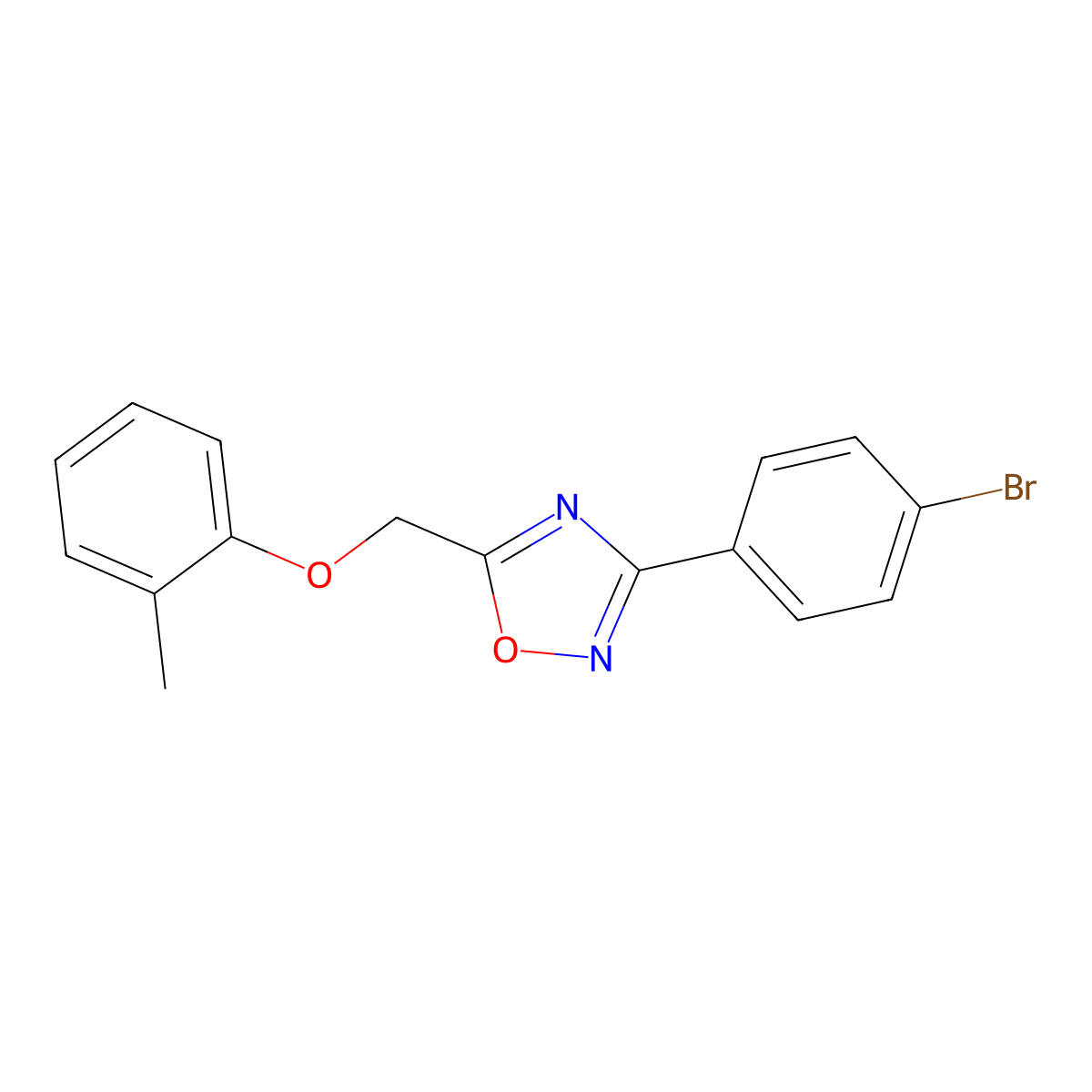 3-(4-Bromophenyl)-5-[(2-methylphenoxy)methyl]-1,2,4-oxadiazole molecular structure, CAS 425647-91-2