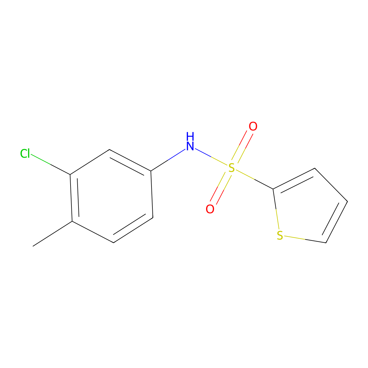 N-(3-chloro-4-methylphenyl)thiophene-2-sulfonamide molecular structure, CAS 425648-35-7