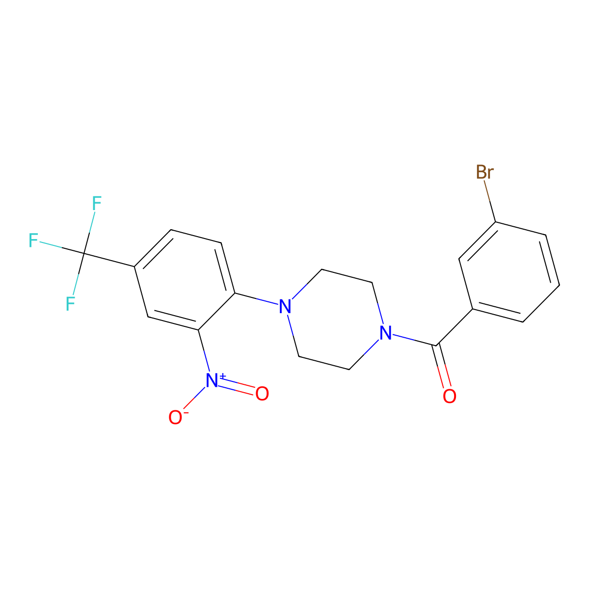 (3-Bromophenyl)-[4-[2-nitro-4-(trifluoromethyl)phenyl]piperazin-1-yl]methanone molecular structure, CAS 425648-40-4