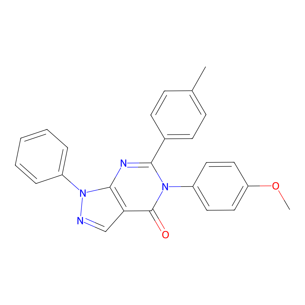 5-(4-Methoxyphenyl)-6-(4-methylphenyl)-1-phenylpyrazolo[3,4-d]pyrimidin-4-one molecular structure, CAS 425648-46-0