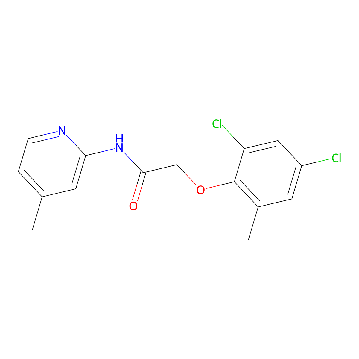 2-(2,4-dichloro-6-methylphenoxy)-N-(4-methylpyridin-2-yl)acetamide molecular structure, CAS 425648-51-7