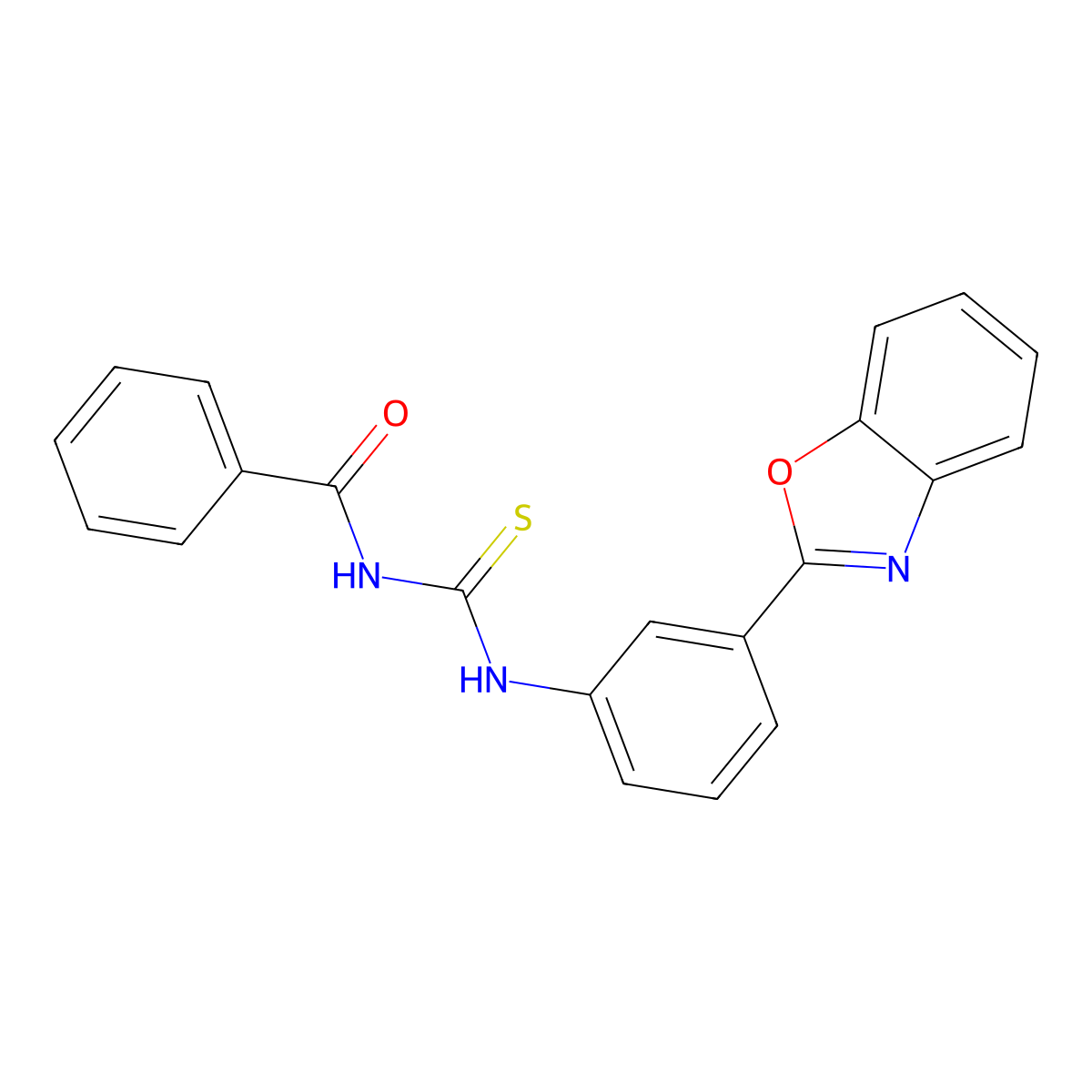 N-[[3-(1,3-benzoxazol-2-yl)phenyl]carbamothioyl]benzamide molecular structure, CAS 425648-78-8