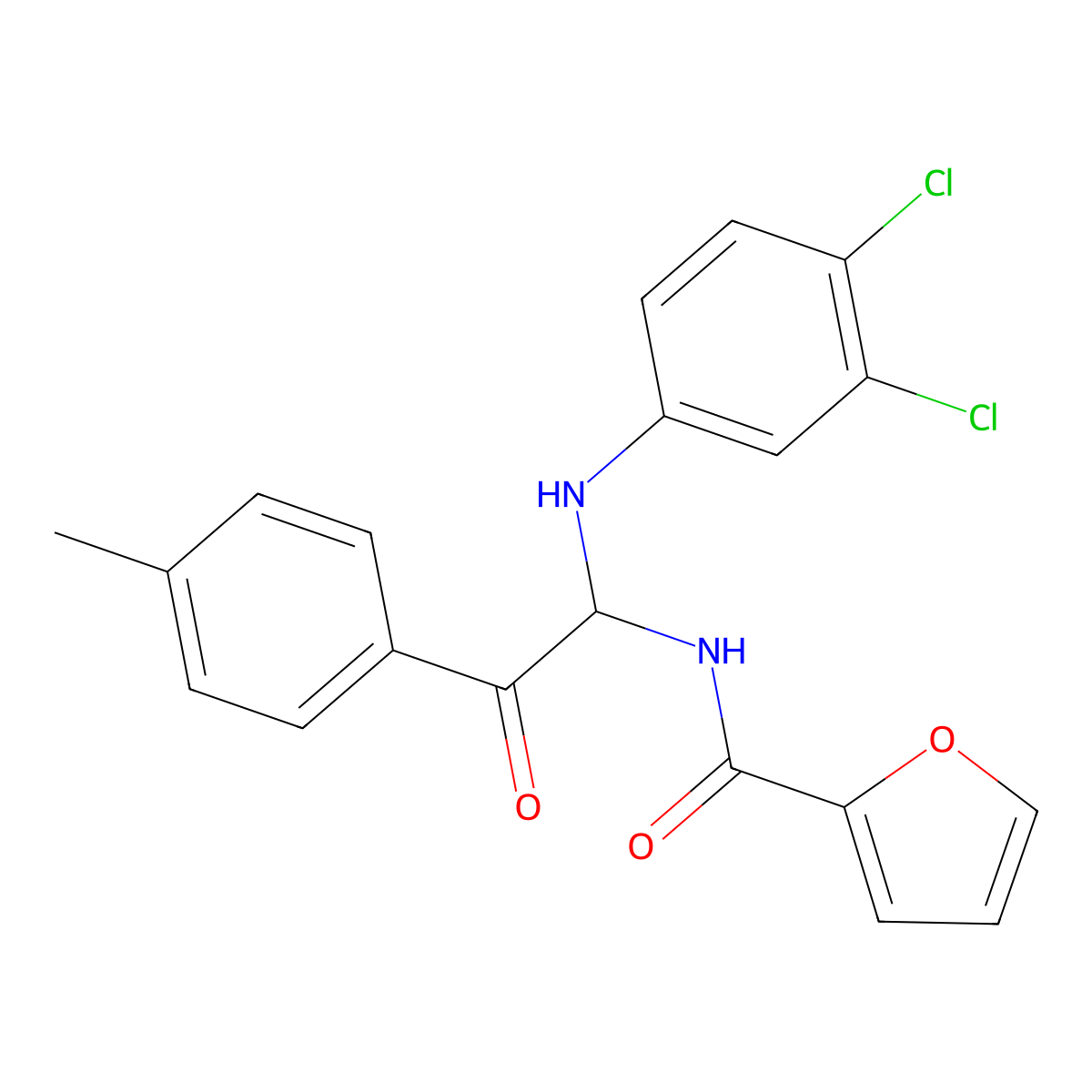 N-[1-(3,4-dichloroanilino)-2-(4-methylphenyl)-2-oxoethyl]furan-2-carboxamide molecular structure, CAS 425648-96-0