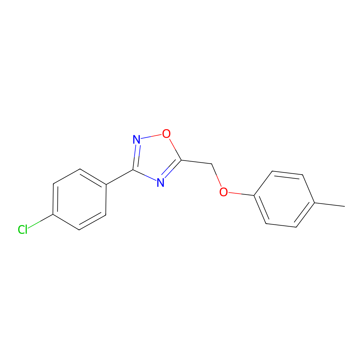 3-(4-Chlorophenyl)-5-[(4-methylphenoxy)methyl]-1,2,4-oxadiazole molecular structure, CAS 425649-13-4