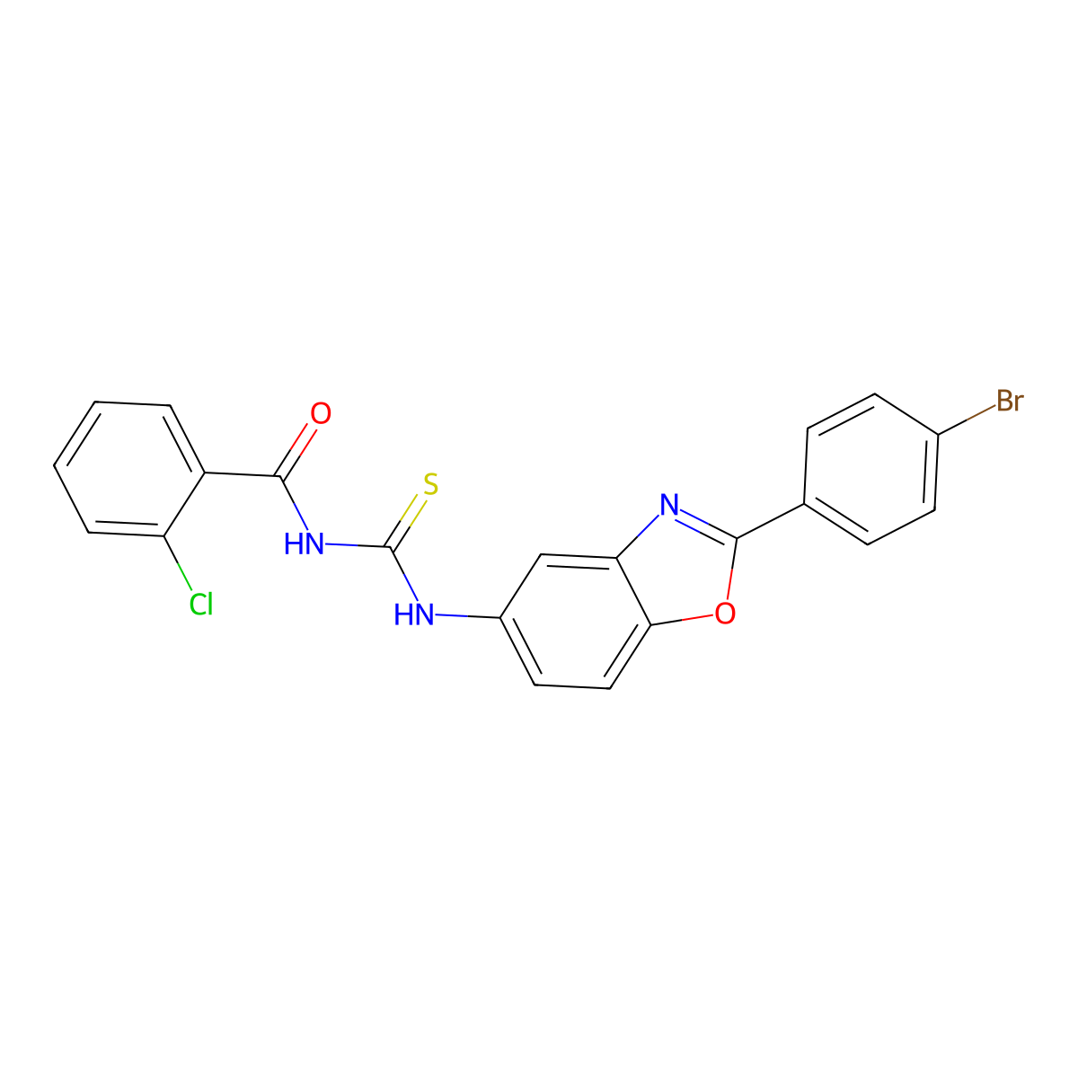 N-[[2-(4-bromophenyl)-1,3-benzoxazol-5-yl]carbamothioyl]-2-chlorobenzamide molecular structure, CAS 425649-24-7
