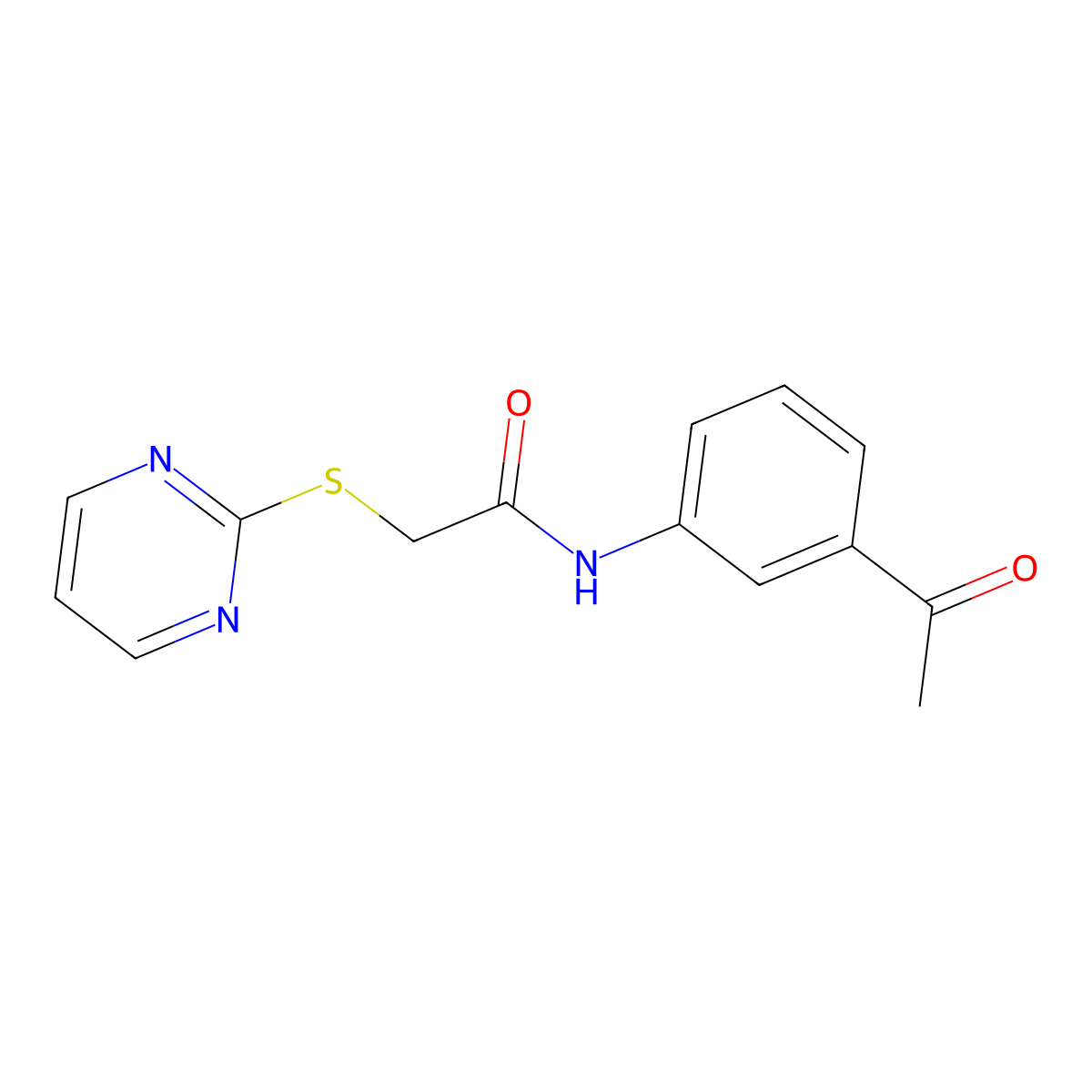 N-(3-acetylphenyl)-2-pyrimidin-2-ylsulfanylacetamide molecular structure, CAS 425649-28-1
