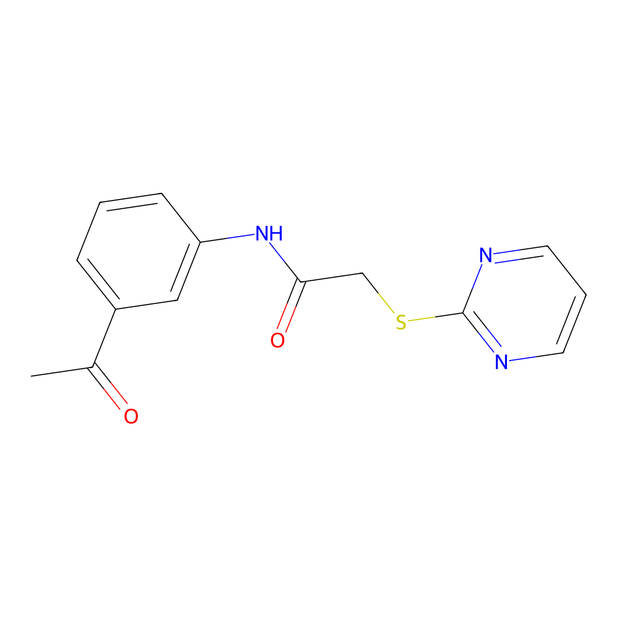 N-(3-acetylphenyl)-2-pyrimidin-2-ylsulfanylacetamide molecular structure, CAS 425649-28-1