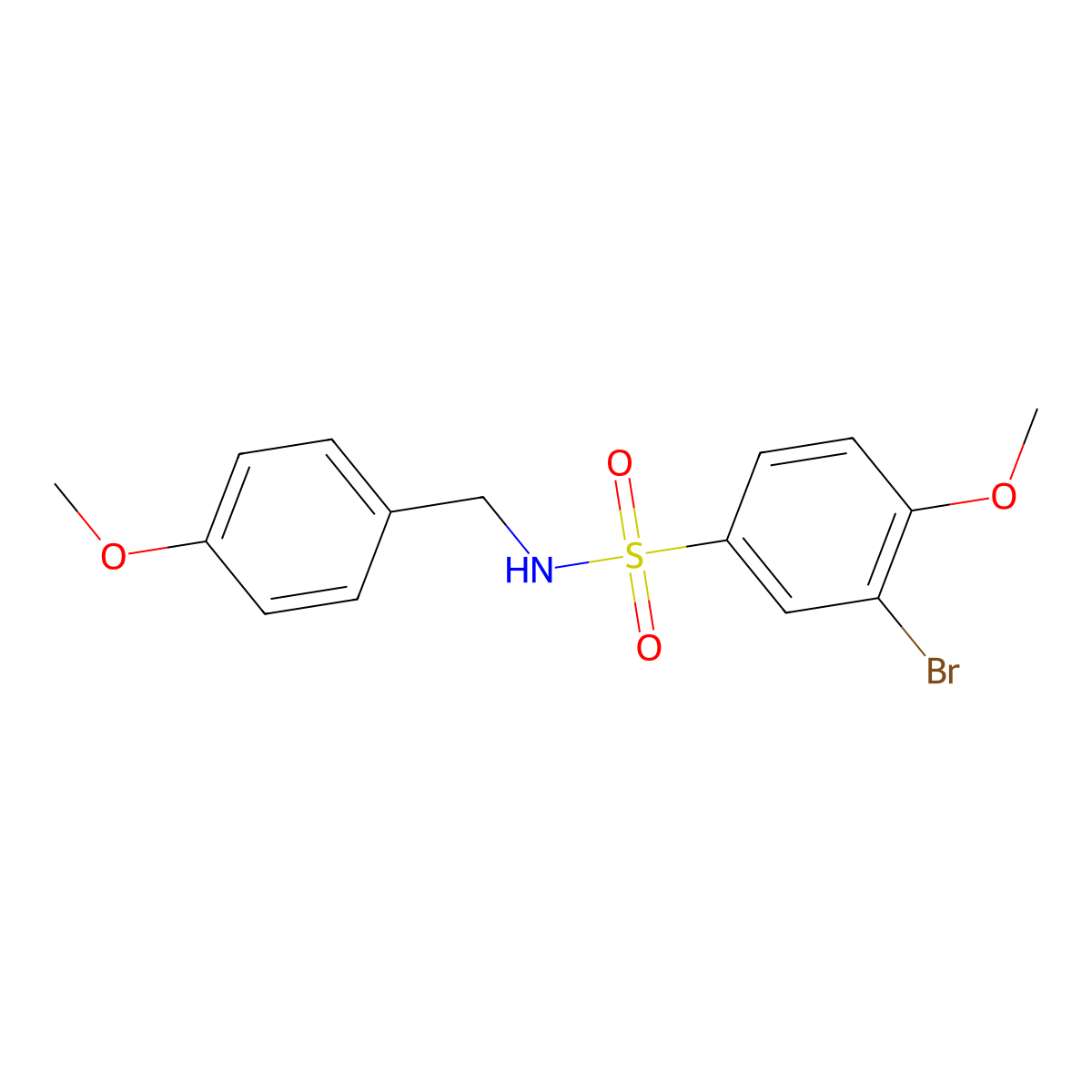 3-bromo-4-methoxy-N-[(4-methoxyphenyl)methyl]benzenesulfonamide molecular structure, CAS 425649-50-9