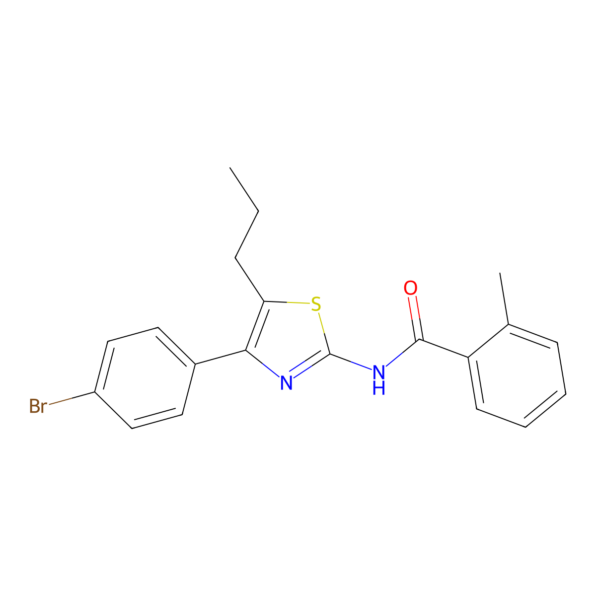 N-[4-(4-bromophenyl)-5-propyl-1,3-thiazol-2-yl]-2-methylbenzamide molecular structure, CAS 425649-62-3