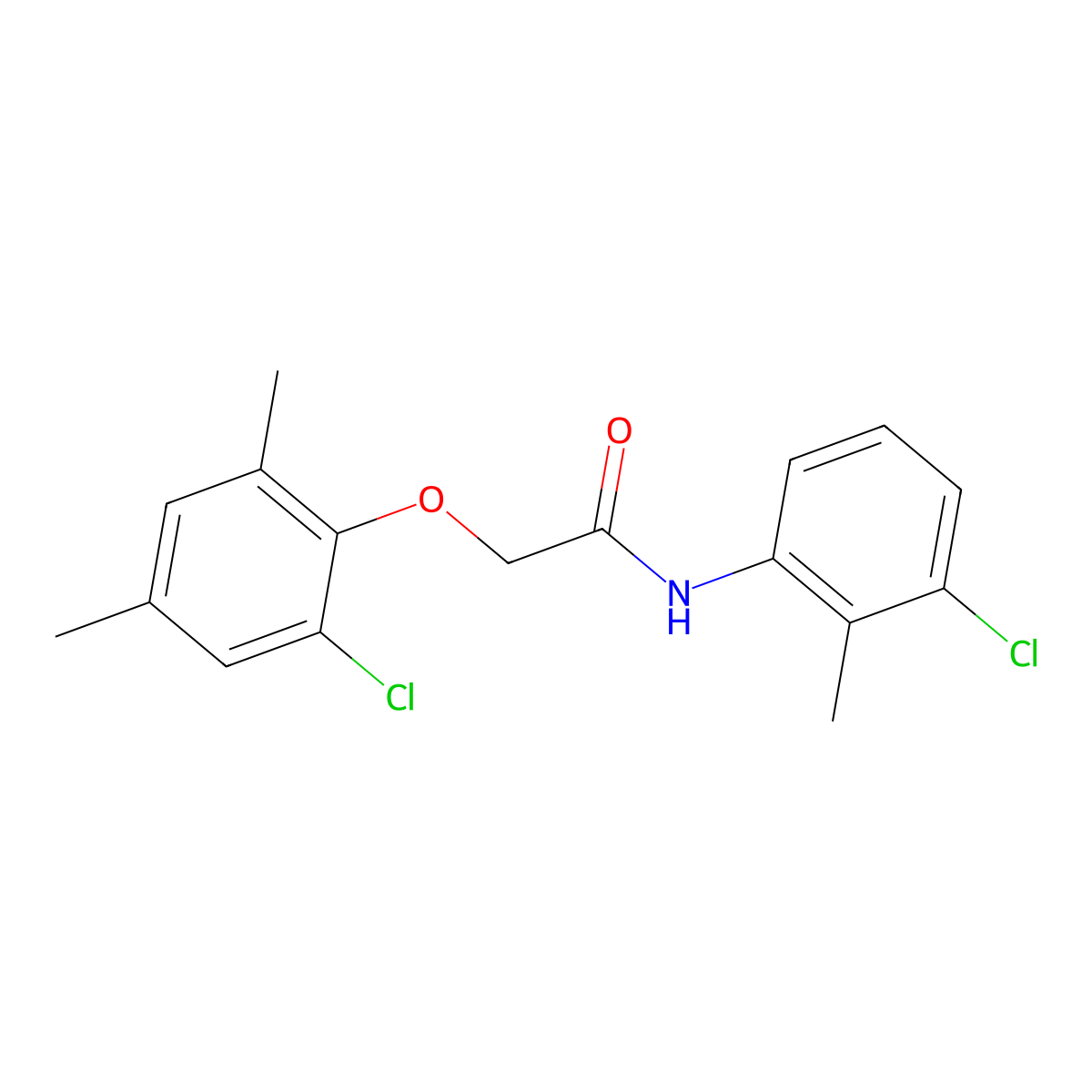 2-(2-chloro-4,6-dimethylphenoxy)-N-(3-chloro-2-methylphenyl)acetamide molecular structure, CAS 425649-86-1