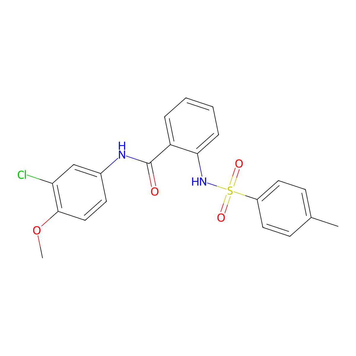N-(3-chloro-4-methoxyphenyl)-2-[(4-methylphenyl)sulfonylamino]benzamide molecular structure, CAS 425650-06-2