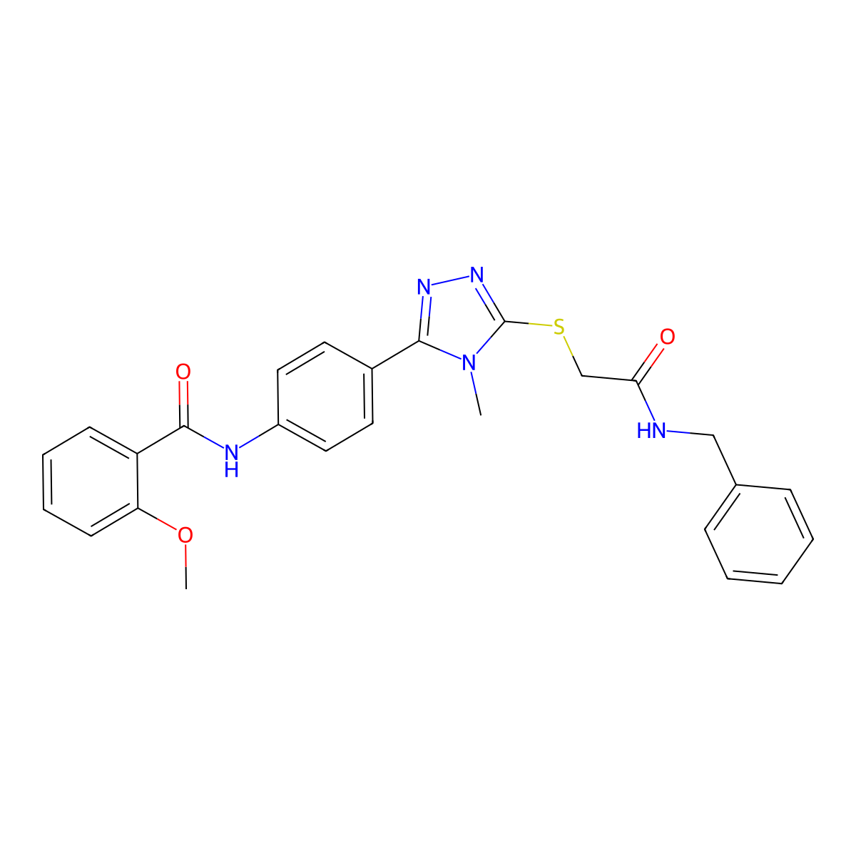 N-[4-[5-[2-(benzylamino)-2-oxoethyl]sulfanyl-4-methyl-1,2,4-triazol-3-yl]phenyl]-2-methoxybenzamide molecular structure, CAS 425650-38-0