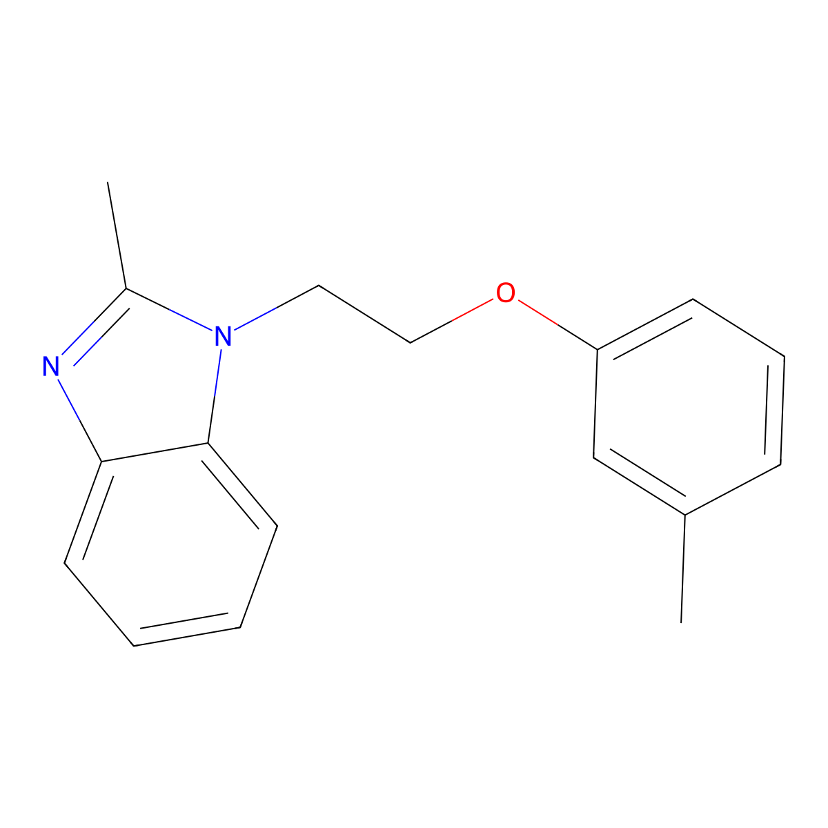 2-methyl-1-(2-(m-tolyloxy)ethyl)-1H-benzo[d]imidazole molecular structure, CAS 425650-50-6