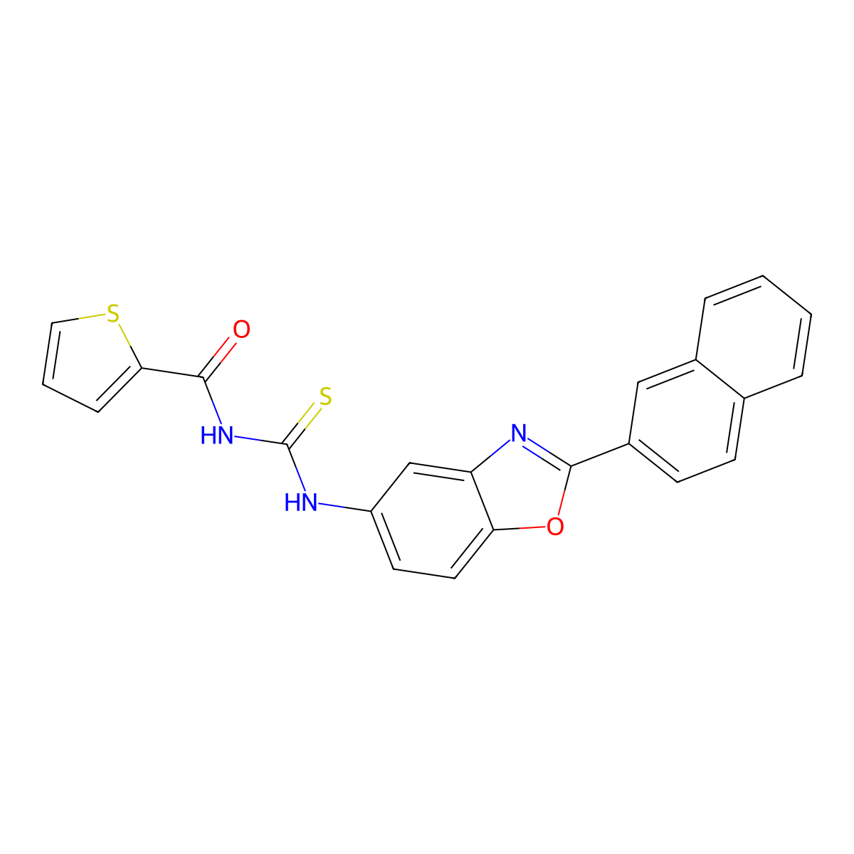 N-[(2-naphthalen-2-yl-1,3-benzoxazol-5-yl)carbamothioyl]thiophene-2-carboxamide molecular structure, CAS 425650-58-4