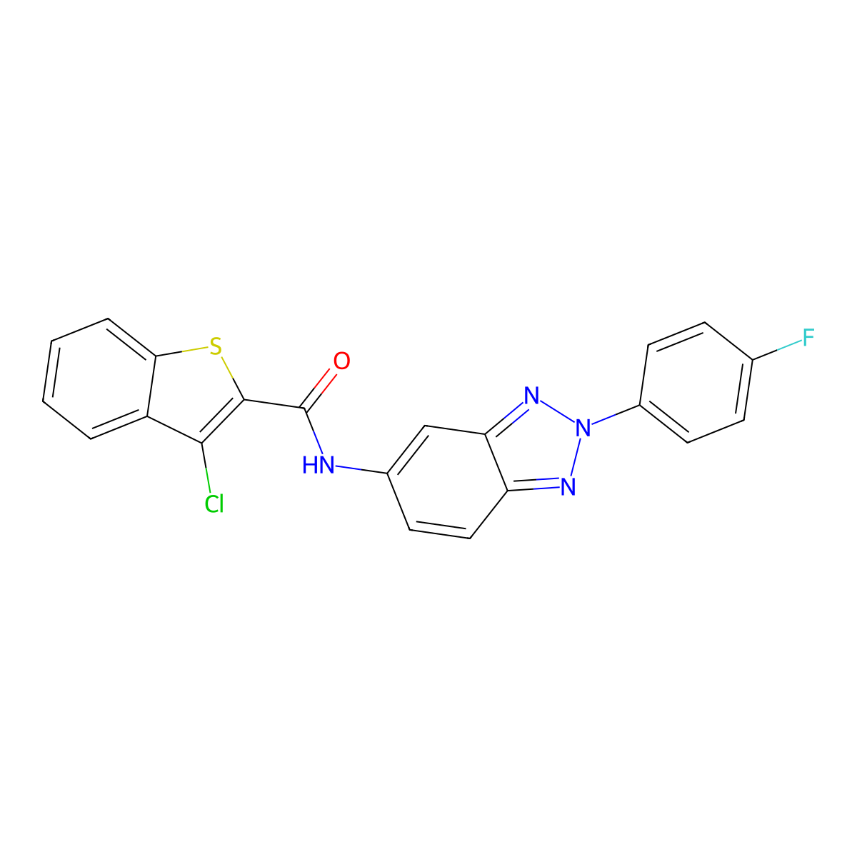 3-chloro-N-[2-(4-fluorophenyl)benzotriazol-5-yl]-1-benzothiophene-2-carboxamide molecular structure, CAS 425650-59-5