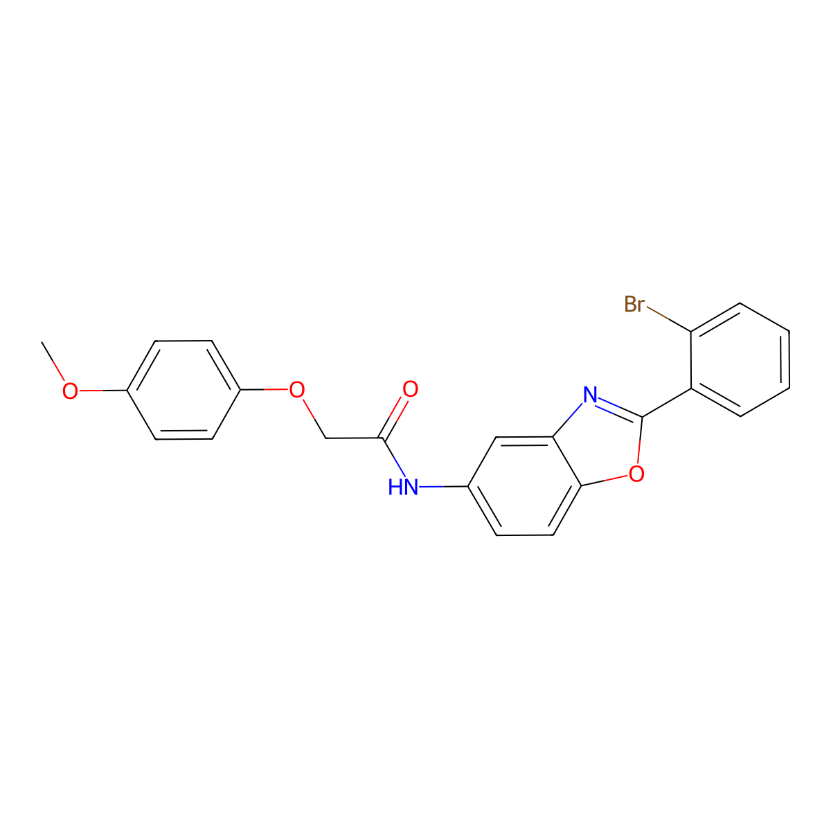 N-[2-(2-bromophenyl)-1,3-benzoxazol-5-yl]-2-(4-methoxyphenoxy)acetamide molecular structure, CAS 425650-77-7