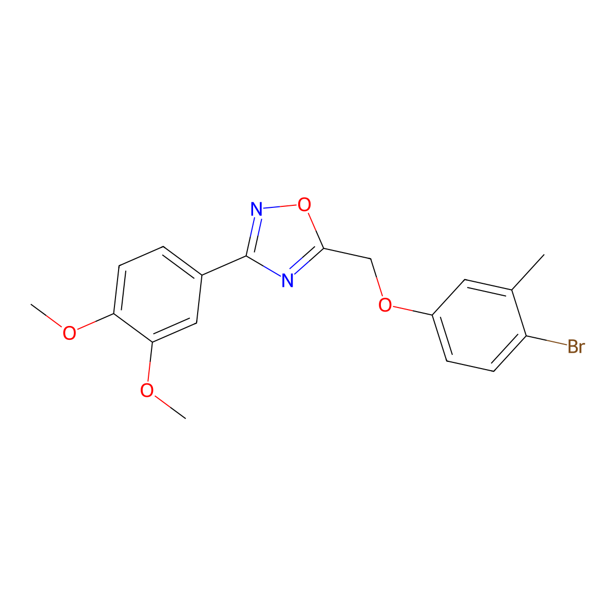 5-[(4-Bromo-3-methylphenoxy)methyl]-3-(3,4-dimethoxyphenyl)-1,2,4-oxadiazole molecular structure, CAS 425650-85-7