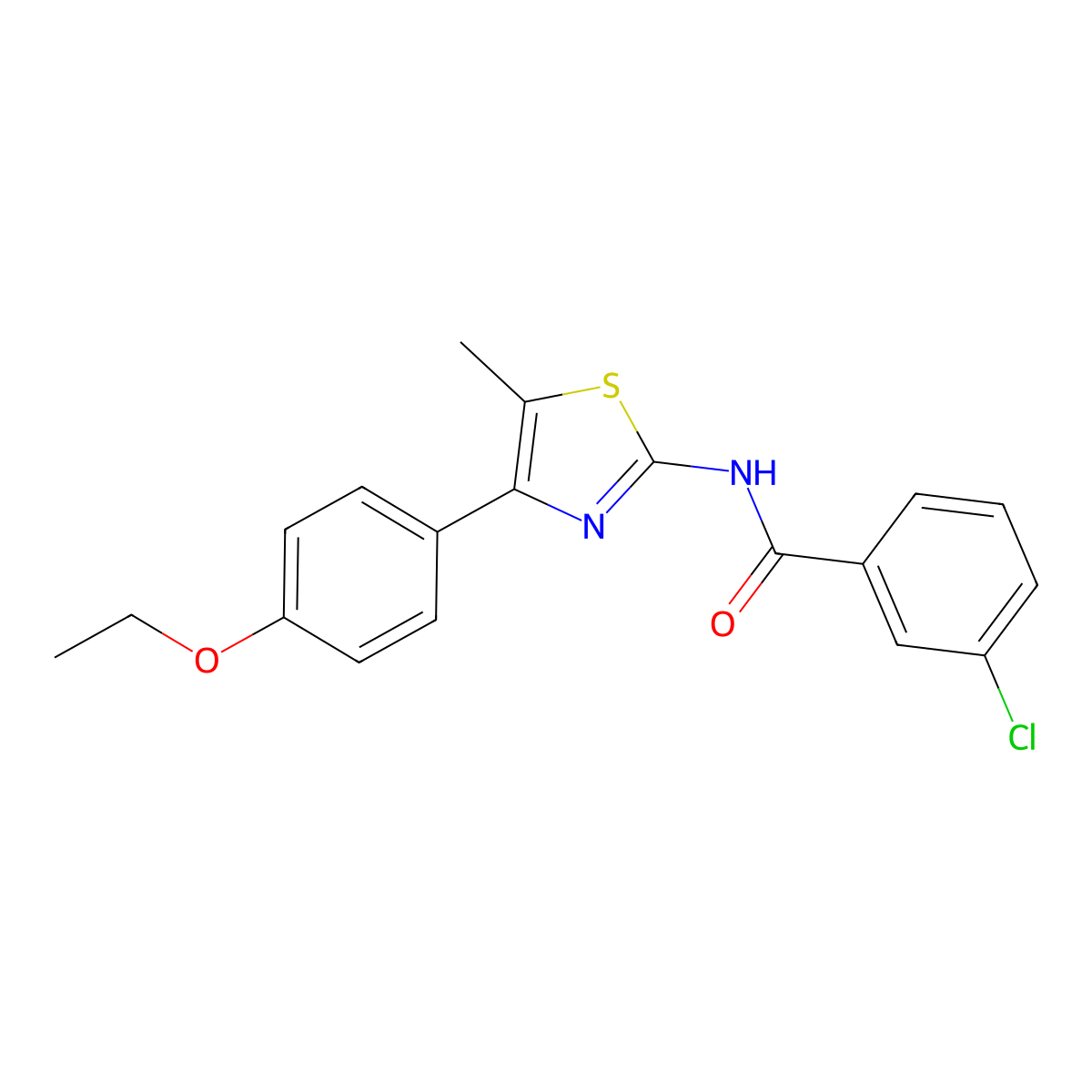 3-chloro-N-[4-(4-ethoxyphenyl)-5-methyl-1,3-thiazol-2-yl]benzamide molecular structure, CAS 425650-92-6