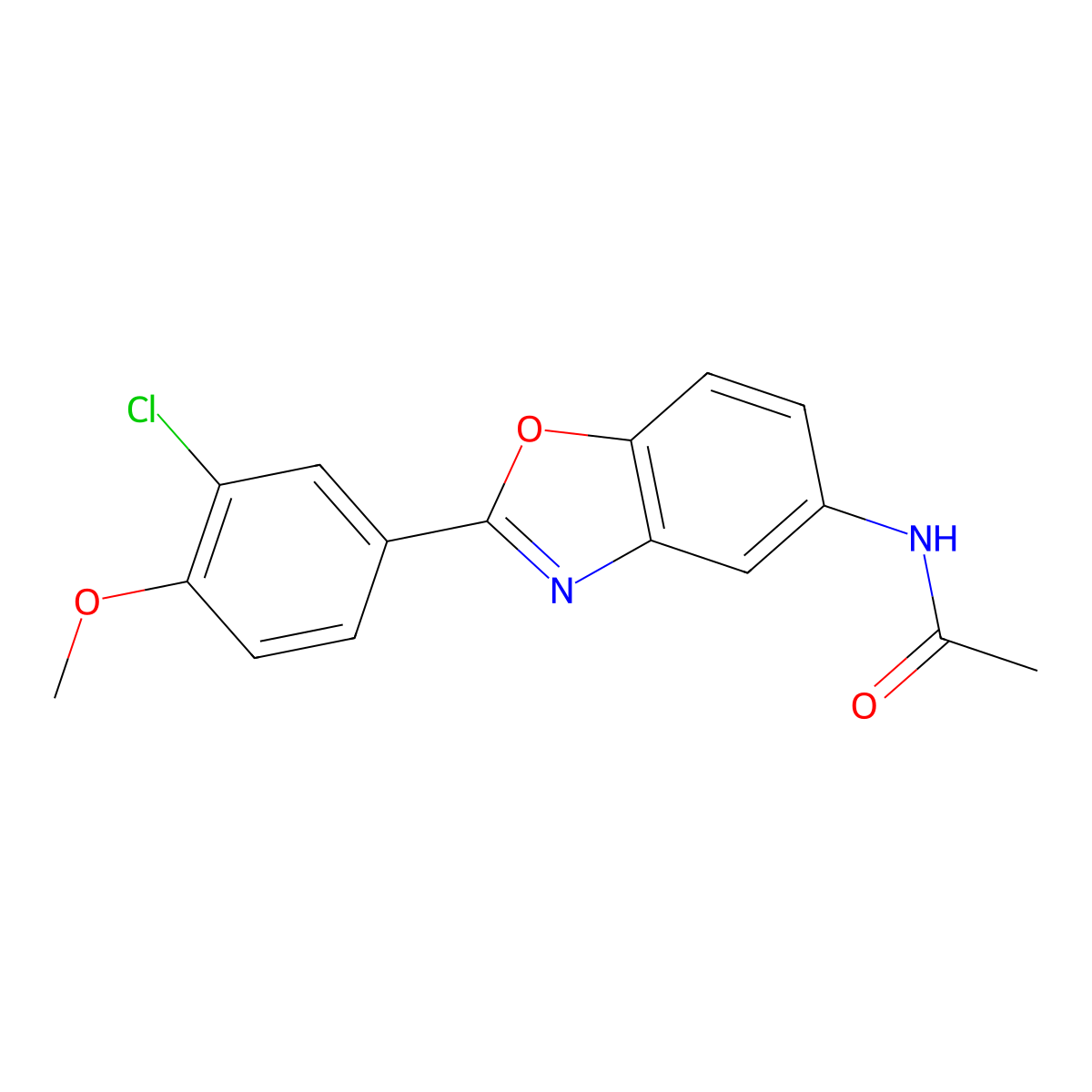 N-[2-(3-chloro-4-methoxyphenyl)-1,3-benzoxazol-5-yl]acetamide molecular structure, CAS 425650-95-9