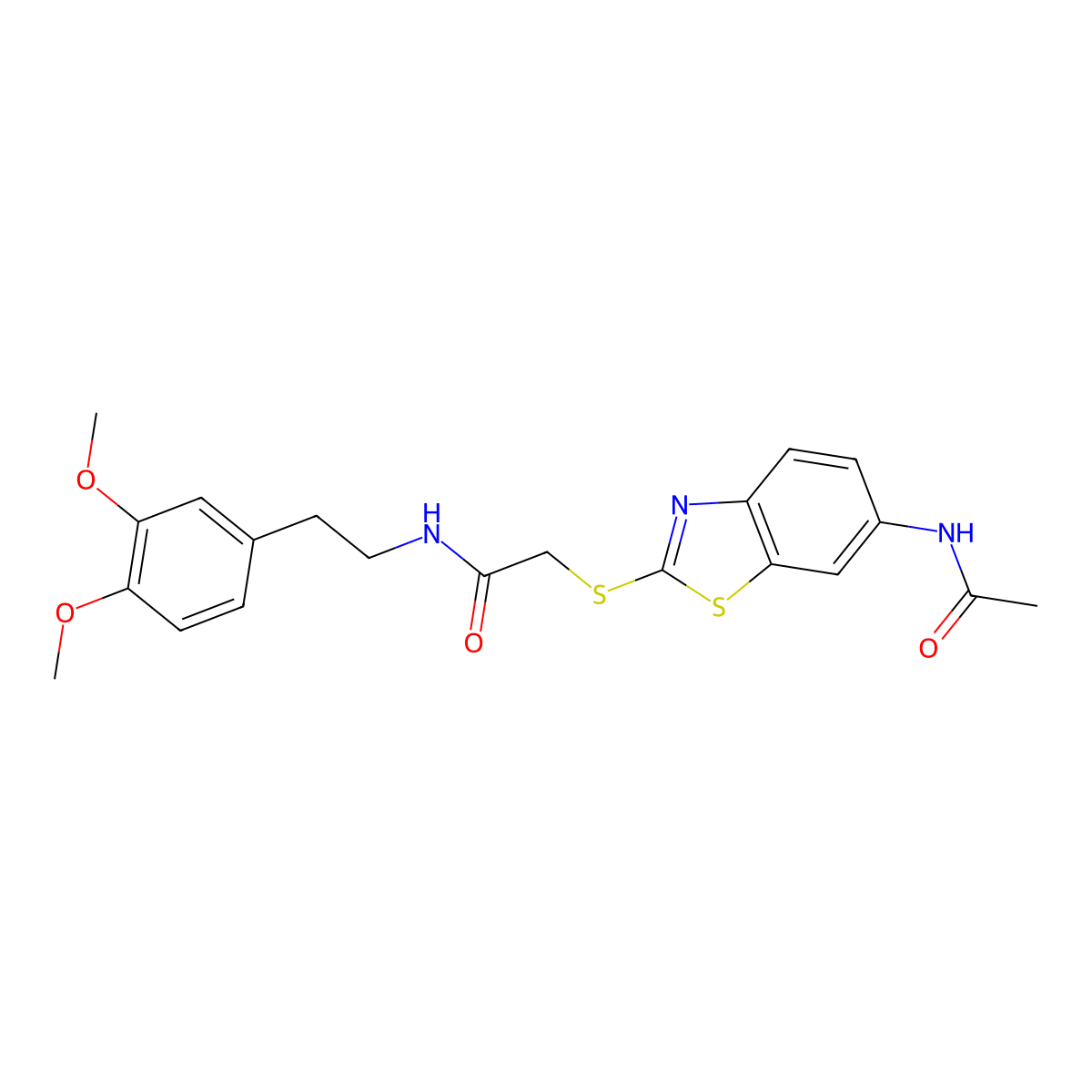 2-{[6-(acetylamino)-1,3-benzothiazol-2-yl]sulfanyl}-N-[2-(3,4-dimethoxyphenyl)ethyl]acetamide molecular structure, CAS 425650-96-0