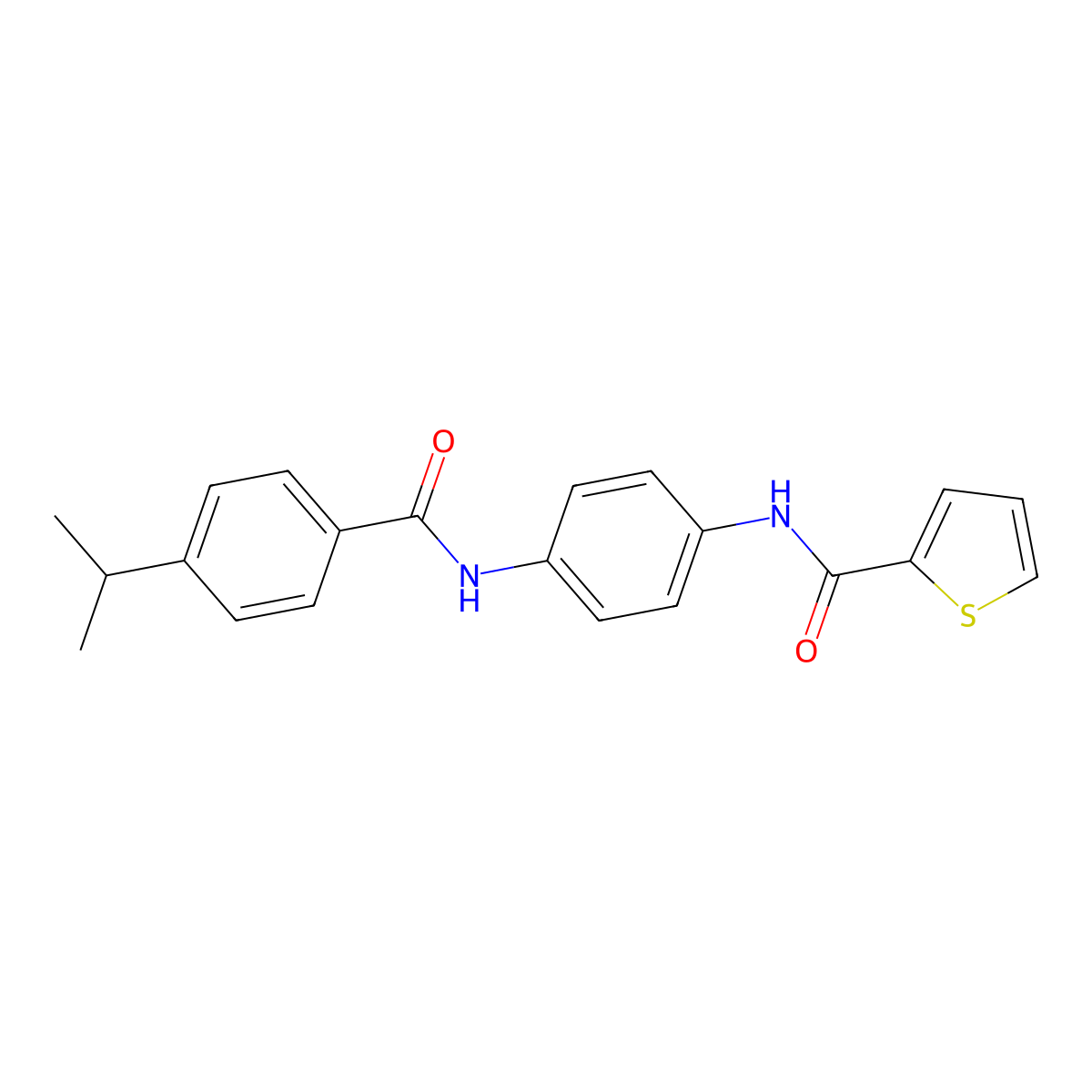 N-[4-[(4-propan-2-ylbenzoyl)amino]phenyl]thiophene-2-carboxamide molecular structure, CAS 425651-32-7